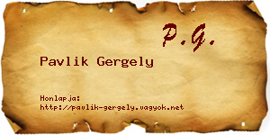 Pavlik Gergely névjegykártya